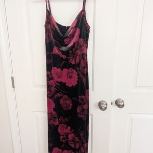 Taylor Black and Pink Floral Maxi Dress